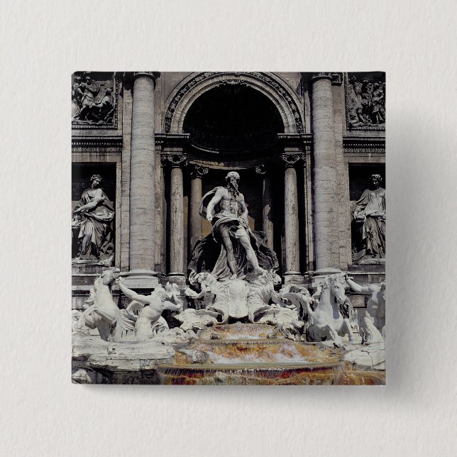 Bóton Quadrado 5.08cm Fonte do Trevi, construída 1732-62 (Frente)