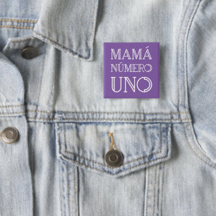 Bóton Quadrado 5.08cm Fonte Geométrica Moderna Mamá Número Uno em Violet
