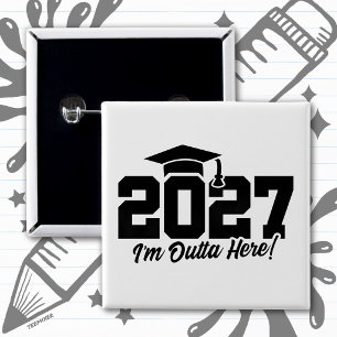 Bóton Quadrado 5.08cm Fora Daqui Citação de Formatura Turma de Formandos