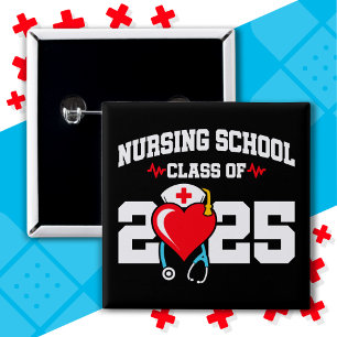 Bóton Quadrado 5.08cm Formando de Enfermagem na Escola 2025 Formatação d