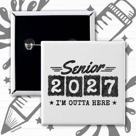Bóton Quadrado 5.08cm Formatura Fora Daqui Retro Turma de 2027