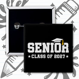 Bóton Quadrado 5.08cm Formatura no Ano de 2027 Orgulho da Escola Turma d