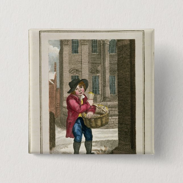 Bóton Quadrado 5.08cm Fósforos, casa de mansão (Frente)