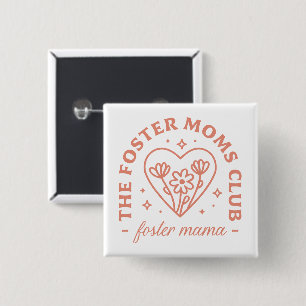 Bóton Quadrado 5.08cm Foster Mãe Adoção Mama Folha Estética floral