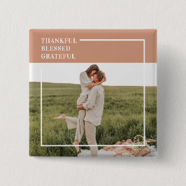 Bóton Quadrado 5.08cm Foto da família moderna | Agradecido Grateful