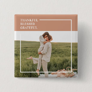 Bóton Quadrado 5.08cm Foto da família moderna Agradecido Grateful