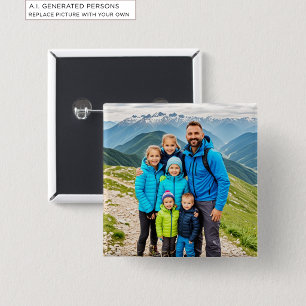 Bóton Quadrado 5.08cm Foto da Família Personalizada 1
