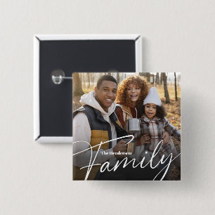 Bóton Quadrado 5.08cm Foto da família personalizada simples