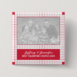 Bóton Quadrado 5.08cm Foto da Grade Vermelha