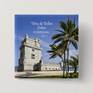 Bóton Quadrado 5.08cm Foto da Torre Belém, Lisboa, Portugal