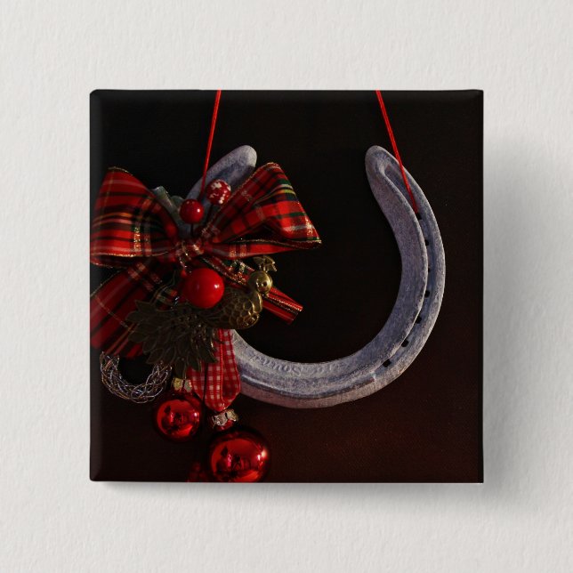 Bóton Quadrado 5.08cm Foto de ferradura equestre (Frente)