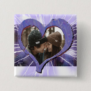 Bóton Quadrado 5.08cm Foto elétrica dos casais de Purple Heart