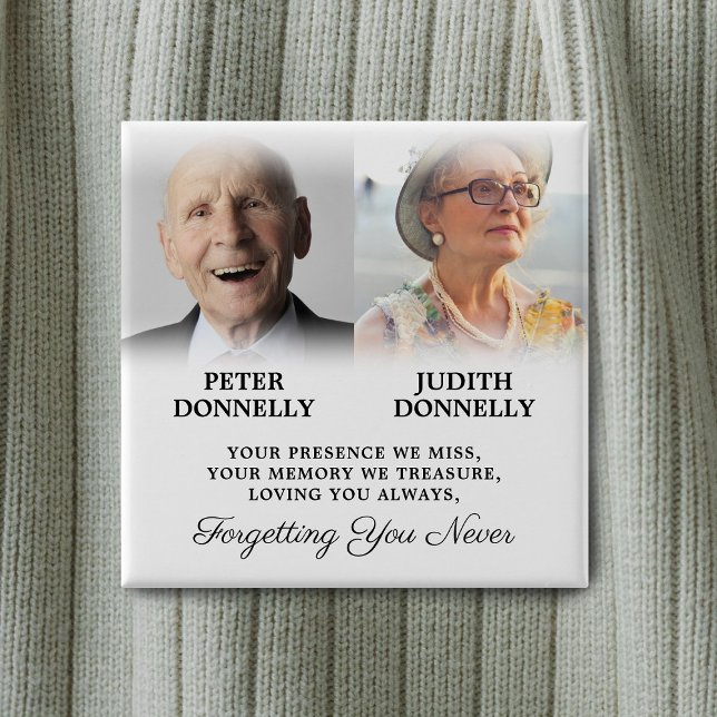 Bóton Quadrado 5.08cm Foto Funeral Memorial Dupla (Criador carregado)