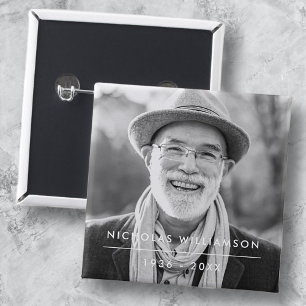 Bóton Quadrado 5.08cm Foto Personalizada de Memória Simples Moderna