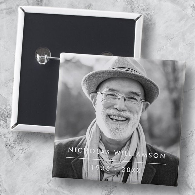 Bóton Quadrado 5.08cm Foto Personalizada de Memória Simples Moderna (Criador carregado)