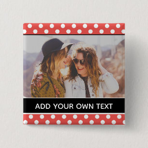 Bóton Quadrado 5.08cm Foto Personalizada Personalizada da Bolinhas Verme