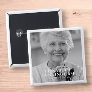 Bóton Quadrado 5.08cm Foto Simples do Memorial Funeral