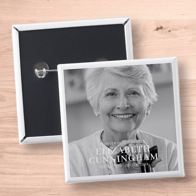 Bóton Quadrado 5.08cm Foto Simples do Memorial Funeral (Criador carregado)