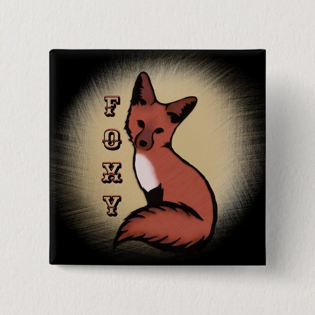 Bóton Quadrado 5.08cm Fox Vermelha Sly (Frente)