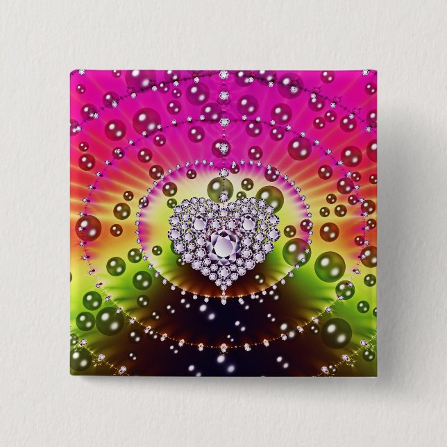 Bóton Quadrado 5.08cm Fractal do diamante (Frente)