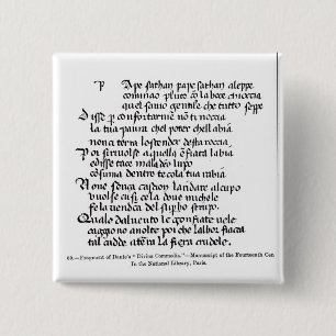 Bóton Quadrado 5.08cm Fragmento do Divina Commedia de Dante '