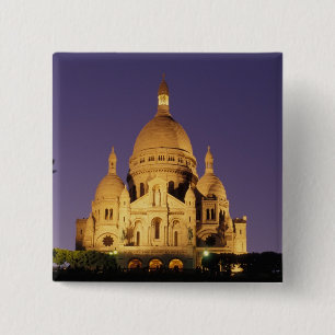 Bóton Quadrado 5.08cm França, Paris, Sacré-Coeur ao crepúsculo.