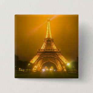 Bóton Quadrado 5.08cm França, Paris. Torre Eiffel iluminada às 3