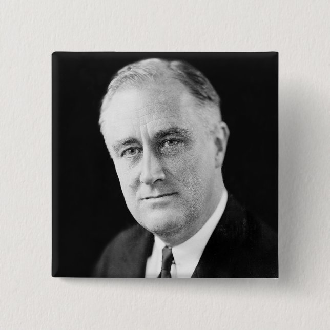 Bóton Quadrado 5.08cm Franklin Delano Roosevelt (Frente)