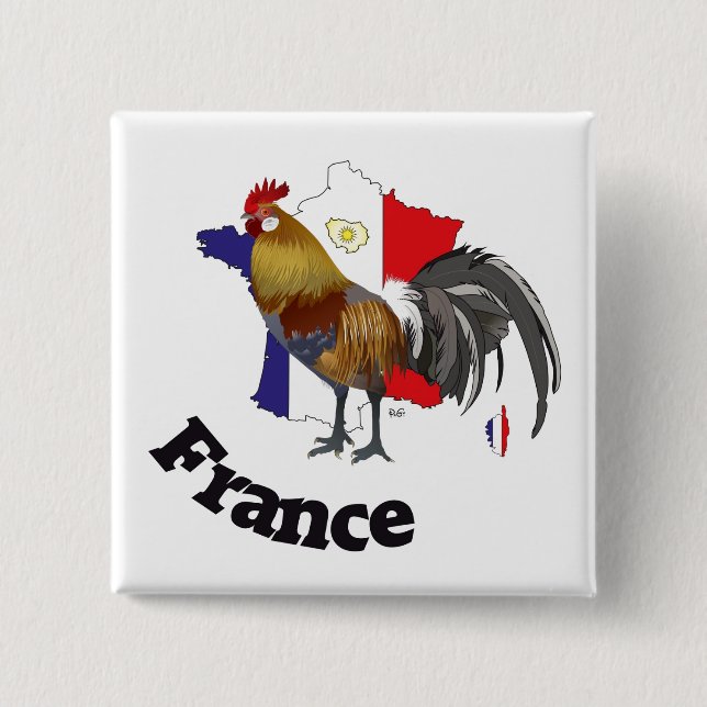 Bóton Quadrado 5.08cm Frankreich França Francia Button (Frente)