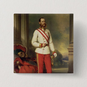 Bóton Quadrado 5.08cm Franz Joseph mim, imperador de Áustria