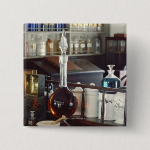 Bóton Quadrado 5.08cm Frascos de farmácia antigos