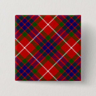 Bóton Quadrado 5.08cm Fraser tartan vermelha, xadrez púrpura azul