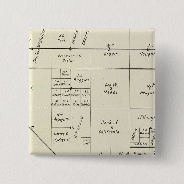 Bóton Quadrado 5.08cm Fresno County, Califórnia (Frente)