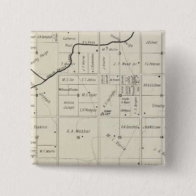 Bóton Quadrado 5.08cm Fresno County, Califórnia 12 (Frente)