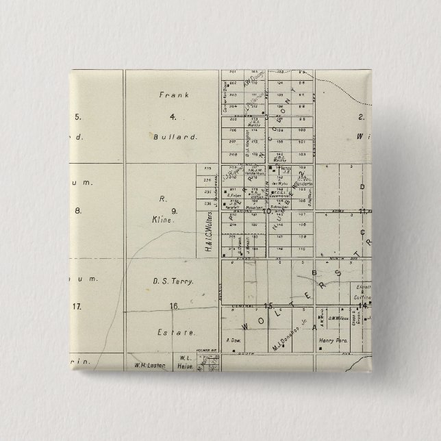 Bóton Quadrado 5.08cm Fresno County, Califórnia 24 (Frente)