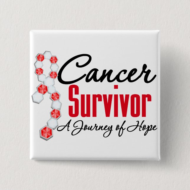 Bóton Quadrado 5.08cm Friso de Sensibilização Oral para o Sobrevivente d (Frente)