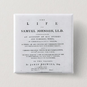 Bóton Quadrado 5.08cm Frontispício, 'da vida de Samuel Johnson