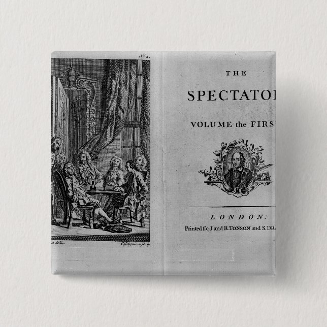 Bóton Quadrado 5.08cm Frontispício do primeiro volume de recolhido (Frente)