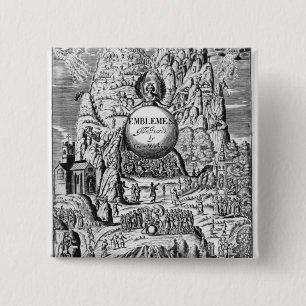 Bóton Quadrado 5.08cm Frontispiece aos "emblemas" de George Wither, 1635