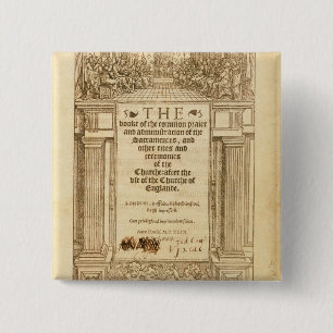 Bóton Quadrado 5.08cm Frontispiece 'do livro de Prayer comum
