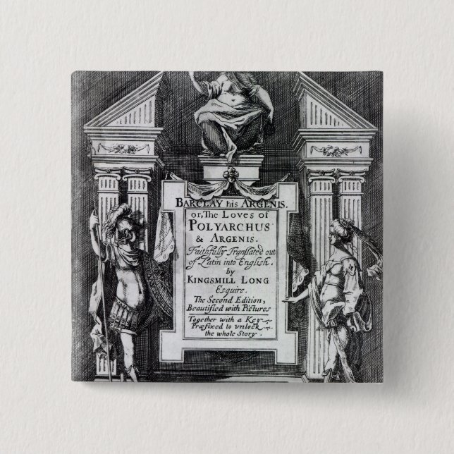 Bóton Quadrado 5.08cm Frontispiece para "Argenis" por John Barclay (Frente)