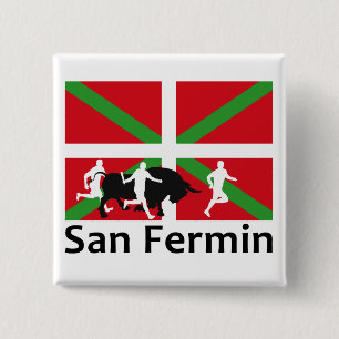 Bóton Quadrado 5.08cm Funcionamento de touro de San Fermin em Pamplona e