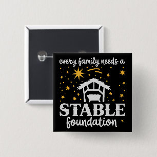 Bóton Quadrado 5.08cm Fundação Estável Família Jesus Cristo Natal