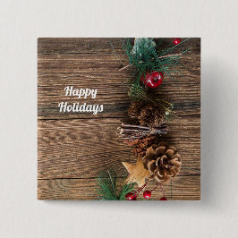 Bóton Quadrado 5.08cm fundo de madeira com pínus