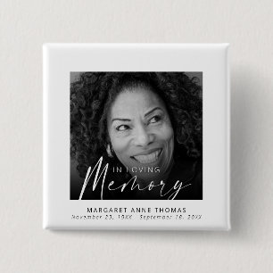Bóton Quadrado 5.08cm Funeral de Foto do Memorial Moderno