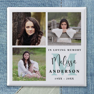 Bóton Quadrado 5.08cm Funeral No Monograma De Memória Adorável