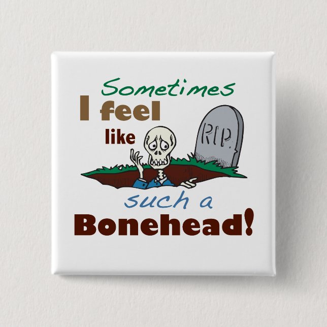 Bóton Quadrado 5.08cm Funny Bonehead Skeleton (Frente)