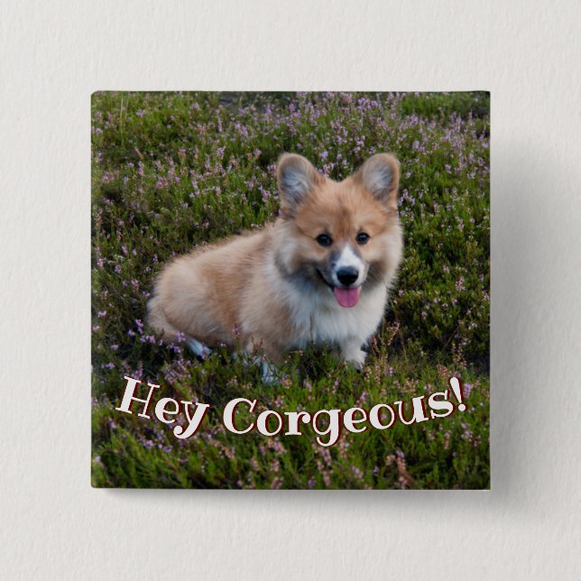 Bóton Quadrado 5.08cm Funny Corgi Puppy Pun (Frente)