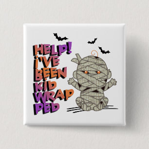 Bóton Quadrado 5.08cm Funny Kidwrapped Mummy Baby Orange ID683