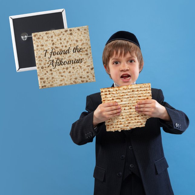 Bóton Quadrado 5.08cm Funny Matzah Passover Seder Encontrei o Afikoman (Criador carregado)